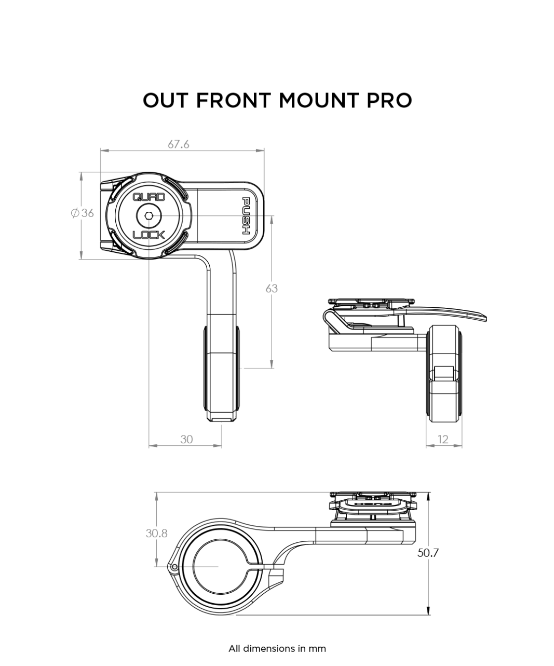 Quad Lock Out Front Mount Pro Black