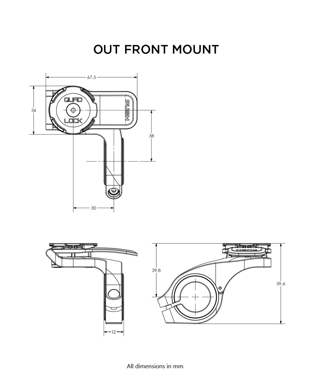 Quad Lock Out Front Mount Black